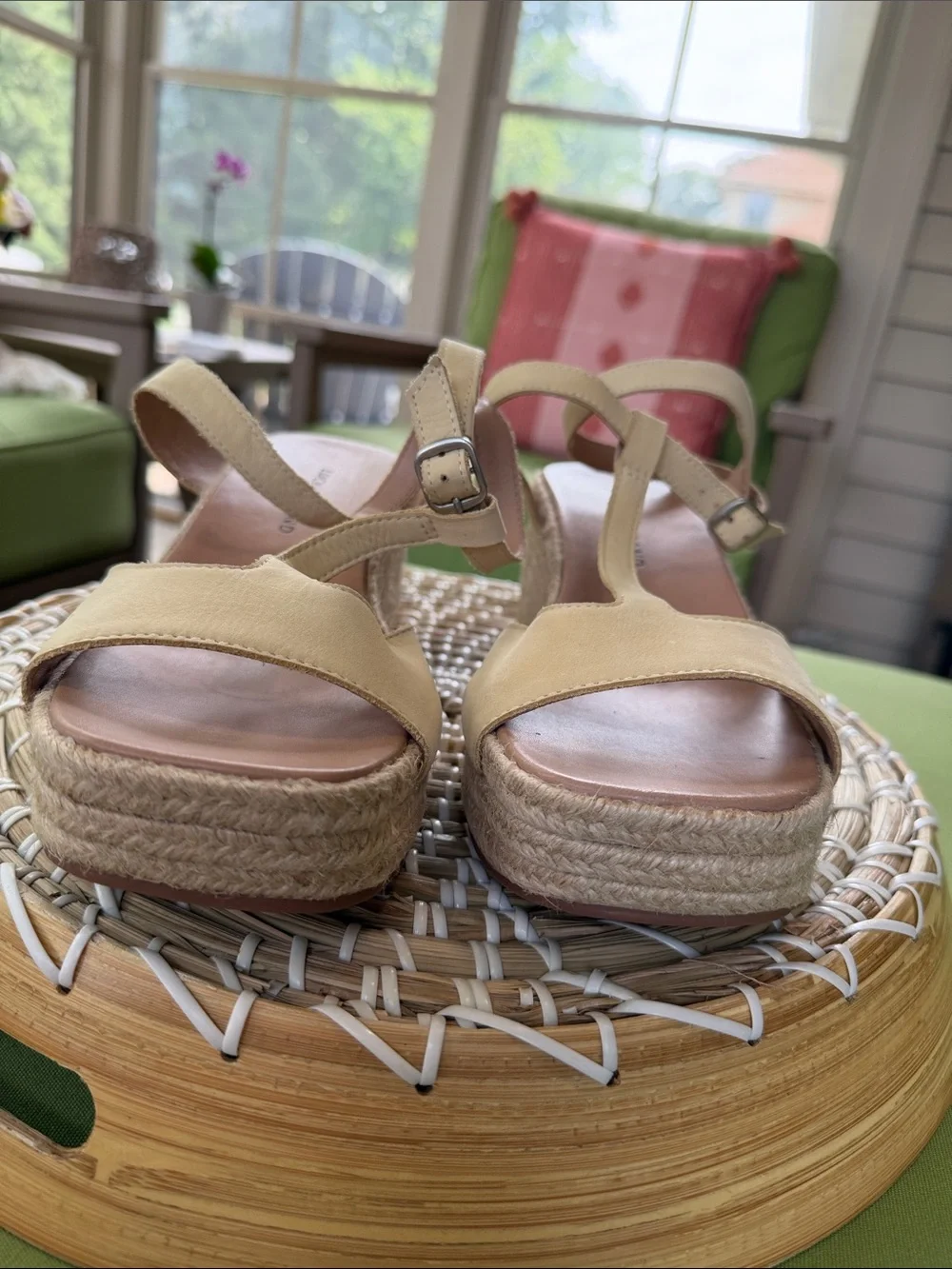 Lucky Brand Women's Valki Wedge Sandal T-Strap Espadrille Size 10M